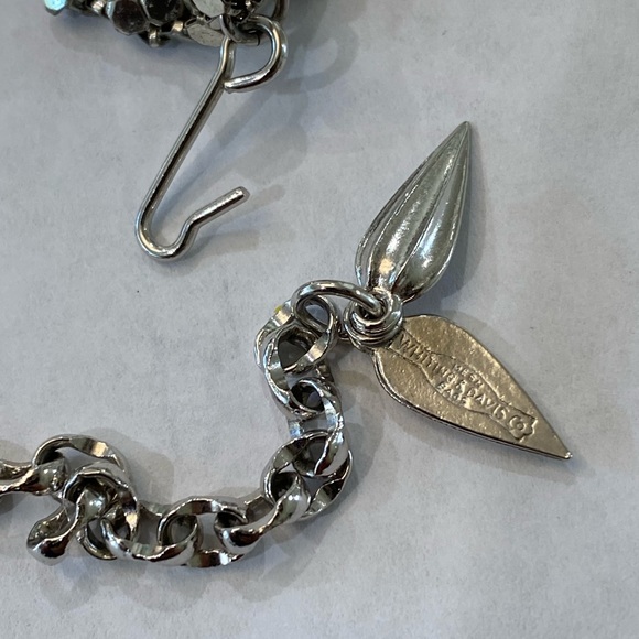 Whiting & Davis VINTAGE SIGNED Mesh bib Chain Necklace sparkly earring 1940’s - Picture 13 of 14